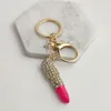 Crystal Lipstick Keychains For Women Bag Pendant Creative Keychain Car Keyring Jewelry Accessories