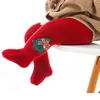 Calzini per neonati Calze al ginocchio Calze invernali calde per alberi Cervi Fiocchi di neve Collant rossi per leggings di Capodanno