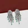 2022 Marke Luxus Full Diamond Schmuck Womencrystal Panthere Ohrring Grüne Leopardenstropfen Ohrringe Quasten Birnen Panther Ohrring