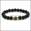 Party Gunst Event Leveringen Feestelijke huizentuin Lava Stone kralen armbanden Natuurlijke zwarte etherische oliediffuser Elastische armband Vulkanisch R