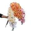 Eén kunstmatige vlinderorchideeën Flower Branch Faux 9 Heads Silk Phalaenopsis stengel voor bruiloft centerpieces bloemen arrangement