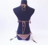 Moda de banho feminina Sexy Bikini de crochê 2022 Mulheres de miçanga de miçanos de maiôs brasileiros de tricô de tricô 3 peças