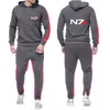 メンズジャージマスエフェクト N7 スポーツウェアプリントジップパーカーパンツメンズオートバイレーシングジョギングフィットネストラックスーツメンズ