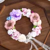 Headpieces 3 Design Artificial Flower Wreath Bride Women Crown Hair Band Wedding Headband Garland Ribbon Girl Hair Accessorie