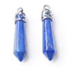 Natural Lapis Ruby Agates Hexagonal Pointed Gem Pendant Findings For DIY Jewelry Making Earrings Accessories BZ900