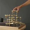 Danish Metal Candle Holder Molecular Structure Nordic Candlestick Tealight Gold Table Centerpiece Living Room Decoration Gift H220419