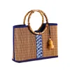 Handgjorda bambupåse kvinnors tygtyg handväska messenger väska med handväska 220617