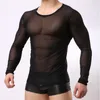 Sexy Transparent T-shirt Hommes Mesh Tops Sexy Tees Undershirt Voir À Travers Costume Fitness Respirant Slim Casual T-shirts T-shirts 220518