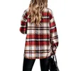 Damenblusen, Hemden, Damen-Retro-Plaid-Druck, lässig, Revers, lange Ärmel, Knopfleiste vorne, lockerer Taschenmantel, weibliche Oberbekleidung, schicke Tops