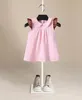 Summer Dress Baby Girls 2022 Short Sleeve Stripe Infant Children Princess Dresses Kids Girl Cute Draped England Plaid Clothing