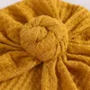 Hair Accessories Waffle Crochet Knit Turban Baby Headband Cute Kids Hat Bowknot Infant Toddler Born Cap Bonnet Beanies HeadwrapsHair