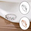 Creative Leaf Branch Form Open Ring for Woman Fashion Korean Crystal Finger Ring Jewelry Luxury Wedding Party Girl's Rings