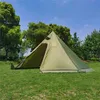 New Large Size Pyramid Tent With Snow Skirt Height 220cm Outdoor Camping Teepee Awnings Shelter With A Chimney Hole For Cooking H220419