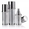 30/50 / 100ml rechargeable argent brossé argent pompe de pompe de voyage distributeur de distributeur de voyage 15/30 / 50g de crème acrylique pour baumes à lèvres, crèmes, maquillage, cosmétiques