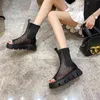 2022 Women's Shoes Summer New Sandals Open Toe Fashion Wild Mesh Smoke Tube Boots Thick Bottom Platform Mesh Boots Tide Y220729