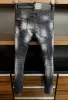 DSQ BIKER JEANS Classique noir Homme Jeans Hip Hop Rock Moto Mens Casual Design Ripped Jeans Distressed Skinny Denim Biker DSQ Jeans 6114