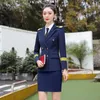 Two Piece Dress High-Speed Rail Train Captain Uniform Training Performance Double Breasted Pilot Suit International Airline Steward Overall
