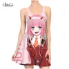 Anime älskling i Franxx Zero Two Fashion 3D Print Dress Ladies Summer Party Girls Dress Casual Sexiga klänningar 220617