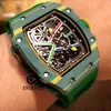 Movement Richarmilles Watch Green Luxury Mens Mechanical Wine Barrel Rm67-02 Automatic Mens Designer Carbon Fiber Tape Men Swiss Movement L