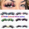 Eyelashes Colorful 27mm Mink 3D Mixed Color Mink Lashes Wholesale Beauty Thick Long Eyelash Fluffy Lash Kit