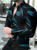 Mäns avslappnade skjortor Spring och Autumn Fashion Men's Shirt Blue Dream Print Lapel Button Top Cardigan Street Prom Slim Fit Chemise Homme