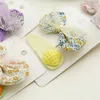 2 Pieces Children Floral Cloth Bow-tie Hair Clips Barrettes Candy Color Triangle Fabric Bangs BB Clip European Bowknot Head Wear Ponytail Hairpins Hair Accessories