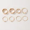 Cluster Rings 8pcs / set INS Trendy Butterfly Joint Ring Set per le donne Charms Hollow Star Heart Lega Metal Party Jewelry Anillo 1970