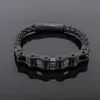 Persönlichkeit Mode Punk Metall Motorrad Kette Geflochtenes Leder Armband für Männer Charm Rock Party Biker Schmuck