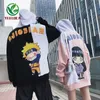 Nouveau dessin animé Anime Fire Shadow Couple Thème Hoodie Mode Hip Hop Sports Hommes et Femmes Ins Loose Trend Versatile Top 201114