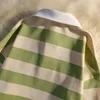 Pripy Shirt American Retro Oversize Chic Polo Sweater pour les hommes Femmes Femme au printemps Automne Loose Niche High Street Striped Veste 220524