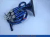 Newest Beautiful Blue Mini French Horn Engraving Bell Bb Pocket horn With Case LORICO Ring Mute51181542070167