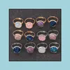 Band Rings Jewelry Fashion Imitate Natural Stone Drusy Druzy Ring Sier Gold Colors Resin Gemstone For Women Lady Drop Delivery 2021 Ah1St