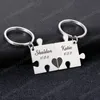 2 pièces porte-clés personnalisé forme de puzzle Original personnalisé en acier inoxydable porte-clés Couple anniversaire enregistrement cadeau à petit ami