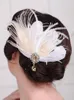 Hårklipp Barrettes Vintage Party Feathers Hats Cocktail Wedding Hairpieces Bankett Rhinestone Hair Clips For Bride Women Headwear Veilsha