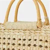 Evening bag Fashion Rattan Hollow Wooden Handbags Natural Colors Straw Bags For Shopping Casual Baking Lady Shoulder Bag 20220607