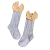 Chaussettes en coton bébé filles arc creux de bas à tube moyen maille à tube moyen bas de genou haut pour le printemps automne j220621
