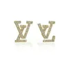 Fashion Women 18K Gold Plated Designer Ear Stud Earrings Brand Designers Geometry Letters Crystal Rhinestone Earring Wedding Party Jewerlry ER0318-ER0319