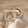 Hoop Huggie Simple Gold Color Metal Geometric Big Circle Pearl Earrings for Women Statement Fashion Jewelry Giftshoop
