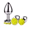 Stainless Steel Anal Plugs Anal Sex Toys for Women & Men Rose Shape Jewelled Butt Plug