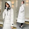 여성 다운 파카 재킷 블랙 퍼퍼 재킷 여성 겨울 2022 두꺼운 면화 패딩 롱