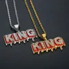 Hänge halsband hiphop bling is ut guldfärg rostfritt stål king bokstäver hänge hals