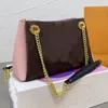 Women Chain Handbags Wallet Shoulder Crossbody Bag Shopping Tygväskor äkta läder Fashion Classic Letter Patchwork Color High Quality Clutch 58962