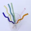 8 * 200 mm wiederverwendbare Trinkhalme aus Öko-Borosilikatglas, hohe Temperaturbeständigkeit, klar, farbig, gebogen, gerade, Milch-Cocktail-Strohhalm sxmy6