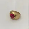 Ins Retro Exaggerated Ruby Heart Ring Female Fashion Personality Bronze Tide Brand Hip-Hop All-Match Jewelry Gift Accessories