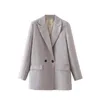 Costumes pour femmes Blazers femmes kaki Blazer manteau Vintage col cranté poche 2022 mode Femme décontracté Chic hauts Veste Ensemble Femme 2 Pi