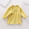 TシャツキッズベイビーハイカラーベーストップTシャツ幼児の女の子冬の服の子供ソフト長袖のカジュアルクロスセストシャツ