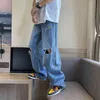 Ripped Holes Jeans Men Summer Baggy Oversized S-3XL Mopping Denim Wide Leg Trousers Casual Retro Hip Hop Korean Fashion Bottoms G0104