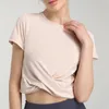 LU Align 새로운 피트니스 여성용 요가 반팔 티셔츠 야외 스포츠 러닝 피트니스 땀 흡수 속건 탑