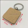 Keychains Fashion Accessories Blank Wood Key Chain Holders Round Square Rec Form Personlig EDC Wood Diy Craft KE DHO2T