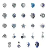 925 Sterling Silver Beads Blue Ocean Serce Seria Urok Fit Pandora Bransoletka lub Naszyjnik Wisiorki Lady Prezent